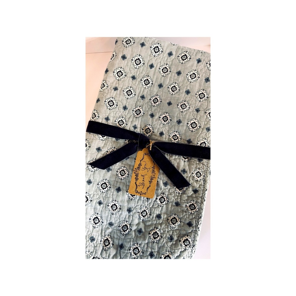 Stone Cottage Blue Quilted Pillow Shams Set of 2 French Cottage Bedding